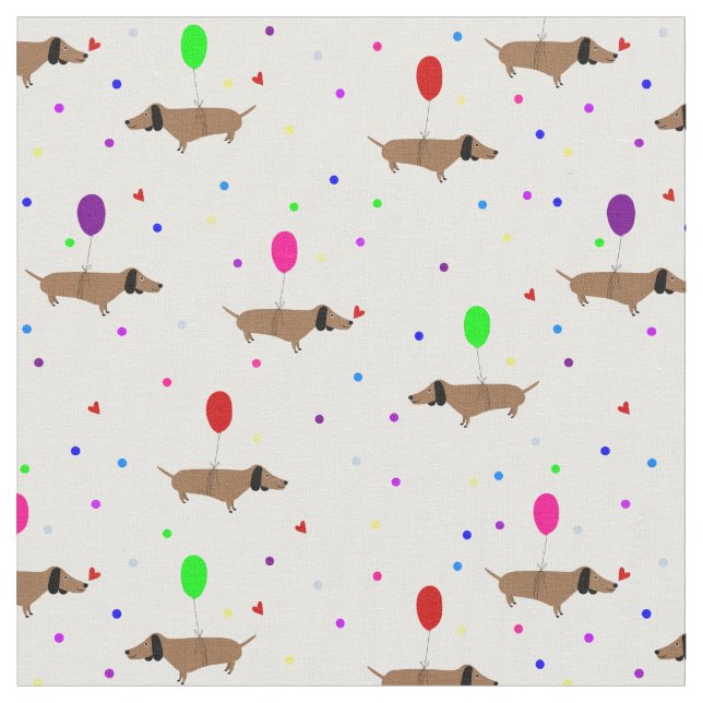 Tecido balões de dachshund com cães engraçados (Detalhe)