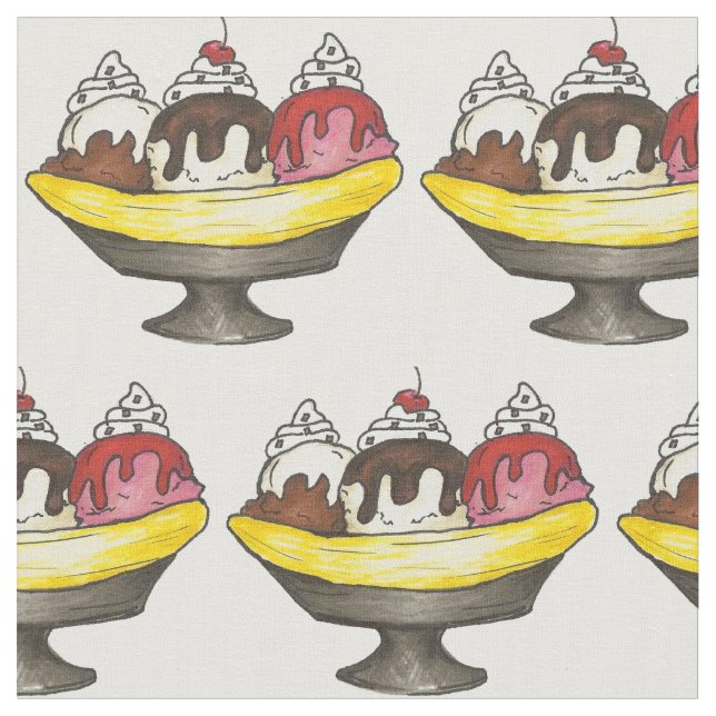 Tecido Banana Sundae Foodie Soda Fountain (Detalhe)