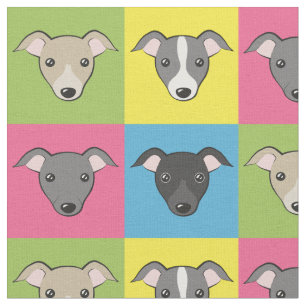 Tecido Banda desenhada branca Padrão de pop de galgos ita