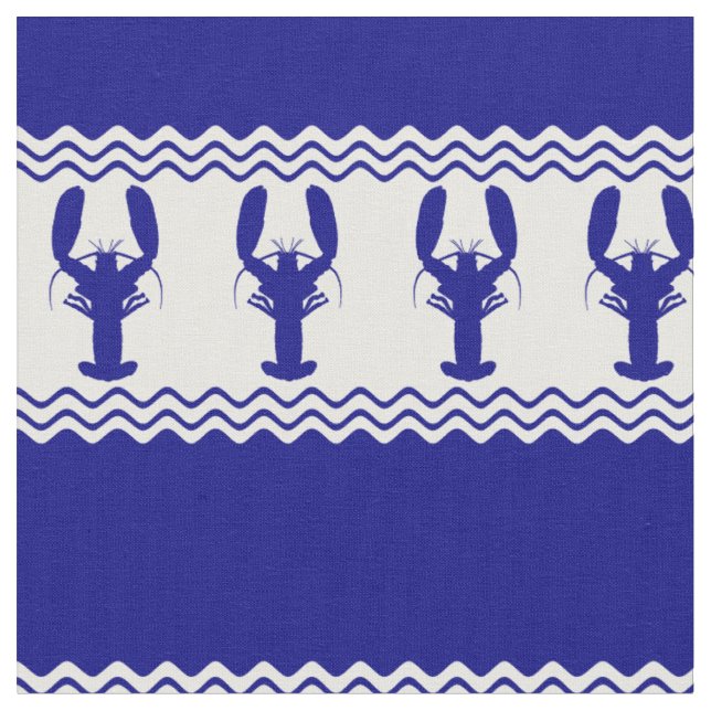 Tecido Bandas de Lagosta Branca Azul (Detalhe)