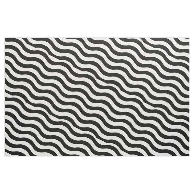 Tecido Bandas de ondas brancas pretas (Jarda)
