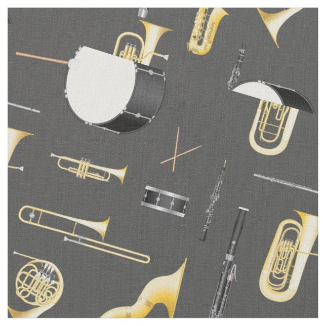 Tecido Bandas Instrumentos de Música Musical Teacher Room (Detalhe)