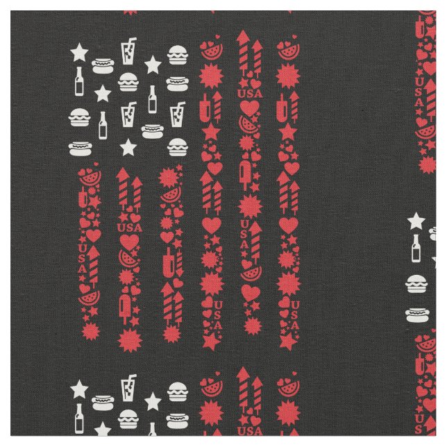 Tecido bandeira americana 4° july picnic Fireworks branco (Detalhe)