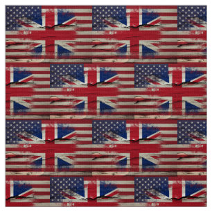 Tecido Bandeira americana britânica da pintura   do