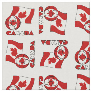 Tecido Bandeira canadense com bola de futebol