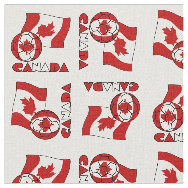 Tecido Bandeira canadense com bola de futebol (Detalhe)