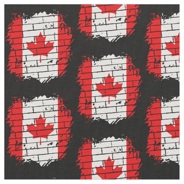 Tecido Bandeira canadense no Muro de tijolo (Detalhe)