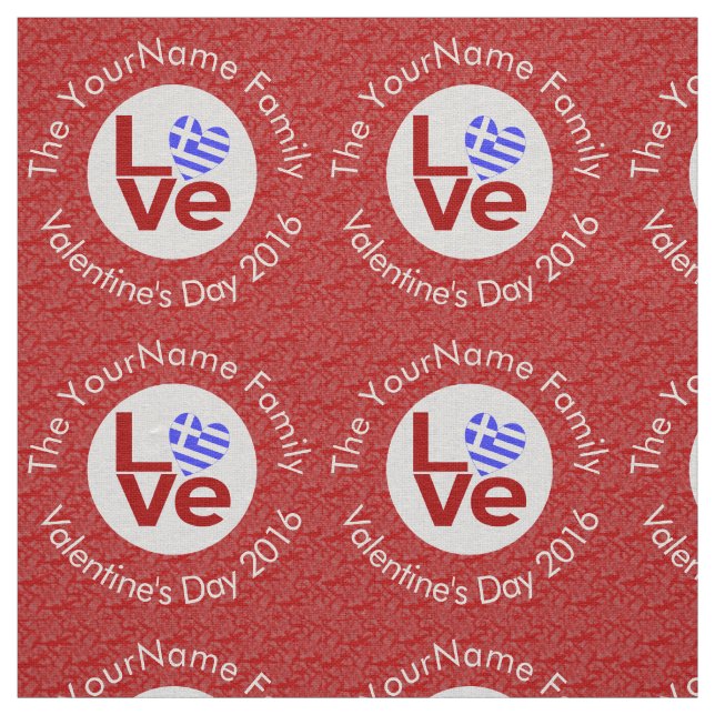 Tecido Bandeira do Coração VERMELHO Grego com Texto Perso (Modelo)
