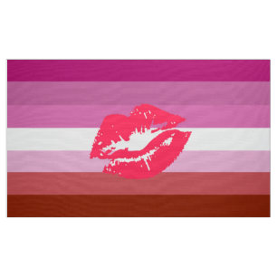 Tecido Bandeira do Orgulho Lésbico Lipstick e Lábios
