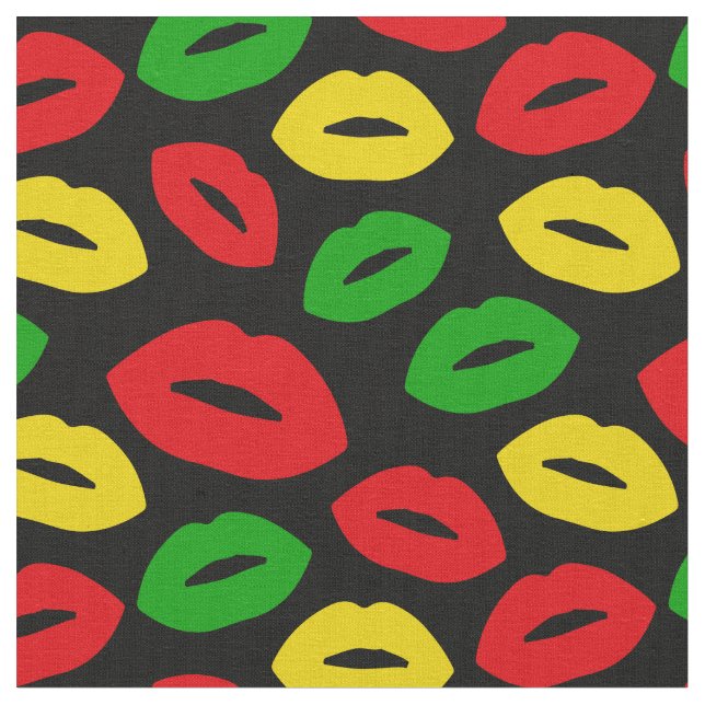 Tecido Bandeira d'Rasta jamaicana Colorida Lipstick Kisse (Detalhe)