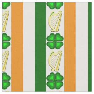 Tecido Bandeira Irlanda/Laranja, xamrochas, listras de ha