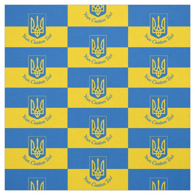 Tecido Bandeira ucraniana com casaco de armas e texto per (Modelo)
