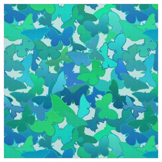 Tecido Bando de Borboletas, Turquesa, Aqua e Azul-Céu (Modelo)