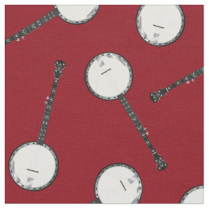 Tecido Banjos Music Musico Room Decor Red