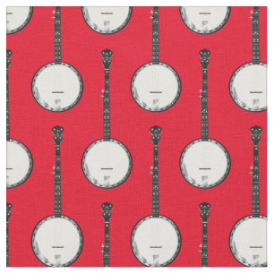 Tecido Banjos Music Musico Room Decor Red