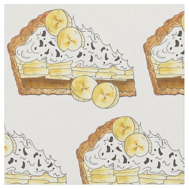 Tecido Banoffee Banana Toffee Pie Slice UK British Comida (Detalhe)
