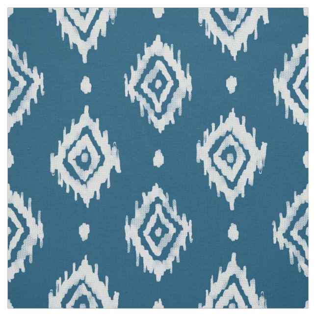 Tecido BARBARIAN Boho Ikat Diamond Ocean Azul (Modelo)