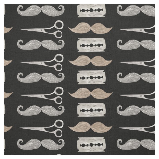 Tecido Barber de padrão de bigode de água Comprado por Ya (Modelo)