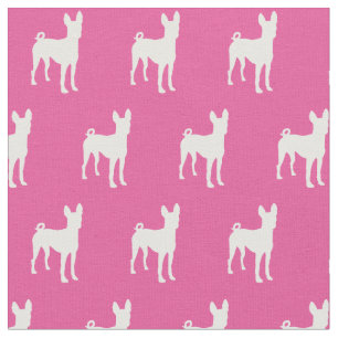 Tecido Basenji Dog Silhouket Rosa