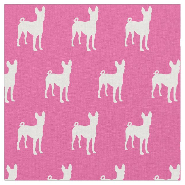 Tecido Basenji Dog Silhouket Rosa (Detalhe)