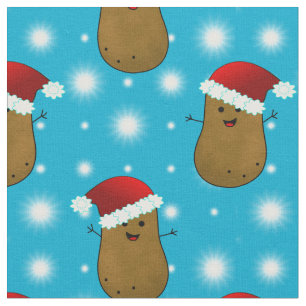 Tecido Batatas de Natal Usando Chapéus de Papai Noel