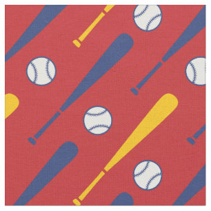 Tecido Batedores de basebol vermelhos, amarelos e azuis