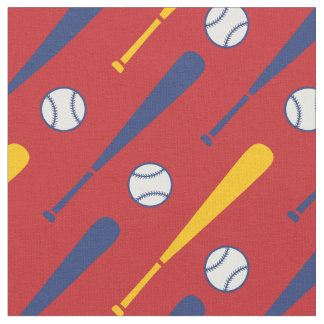 Tecido Batedores de basebol vermelhos, amarelos e azuis