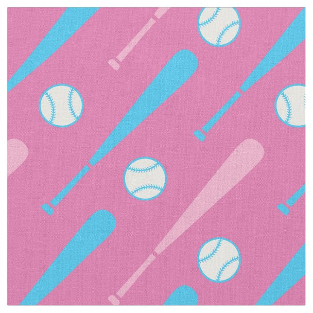 Tecido Batedores de beisebol rosa e azul pastel (Detalhe)