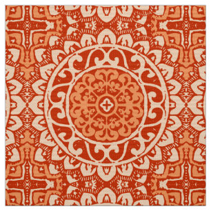 Tecido Batik do sudoeste da mandala de Sun, laranja coral