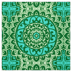 Tecido Batik do sudoeste da mandala de Sun, verde limão