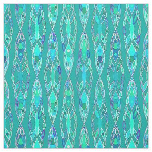 Tecido Batik tribal - turquesa e água-marinha