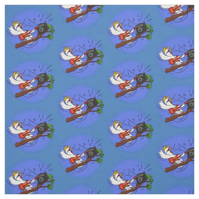 Tecido Batuta engraçada tocando cartoon de violão (Modelo)
