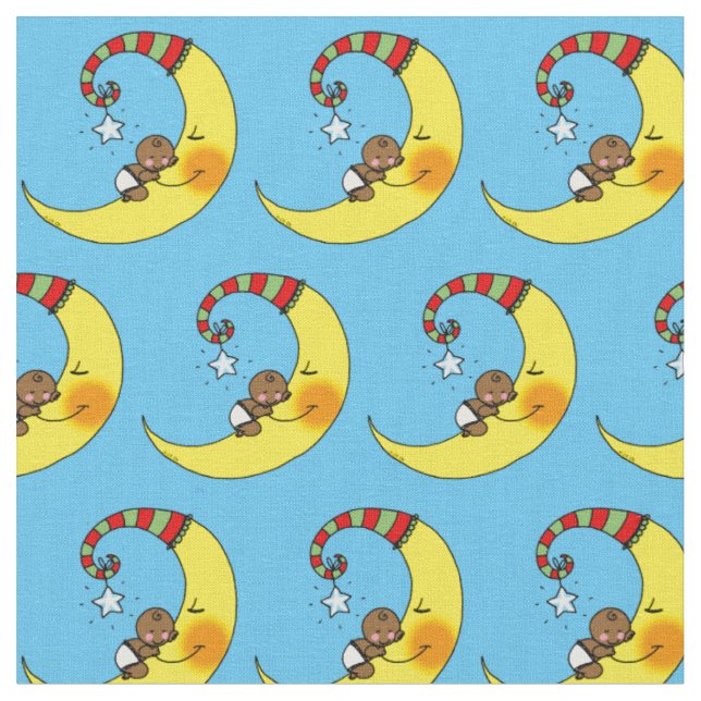 Tecido bebê bonito que dorme no berçário amarelo da lua (Detalhe)