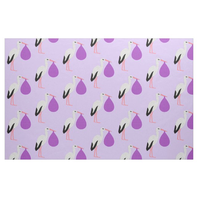 Tecido Bebê de gênero neutro com padrão de cegonha roxo (Fat Quarter)