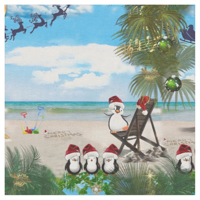 Tecido Bebê de Natal de Verão na praia repete (Detalhe)