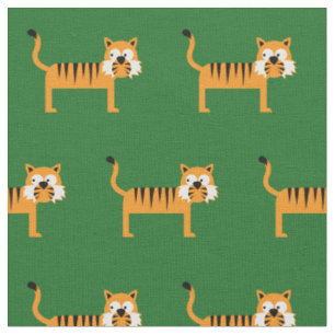 Tecido Bebê de Tigre Fofo Berçário Verde Gato