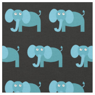 Tecido Bebê Elefante Fofo Berçário Preto