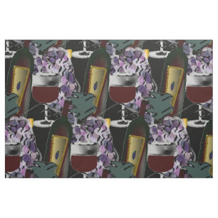 Tecido Bebida e uvas para vinho