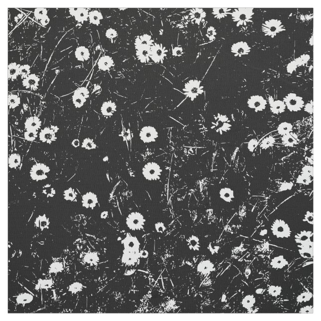 Tecido Bed of Daisies HC - Preto e Branco (Modelo)