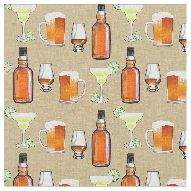 Tecido Beer Whiskey e Cocktails em Linen (Detalhe)