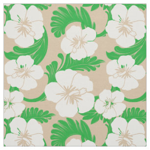 Tecido Bege Khaki floral do hibiscus havaiano tropical
