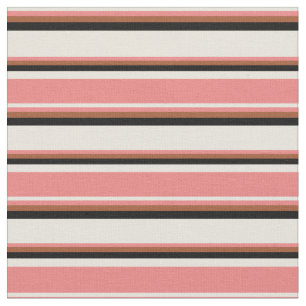 Tecido Beige, Coral Leve, Siena e faixas Pretas