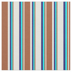 Tecido Beige, Siena, Cyan e Azul Meia-Noite Coloridos