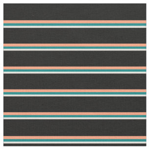 Tecido Beige, Teal, Salmão Claro e Preto Colorido