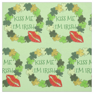Tecido Beije-me Sou Lábios Verdes Irlandeses de Shamrock