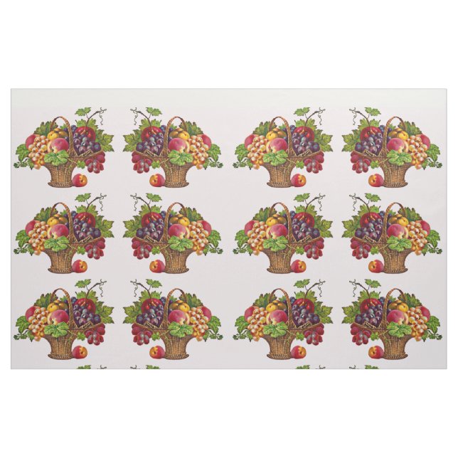 Tecido bela impressão de cesta de fruta vitoriana (Fat Quarter)