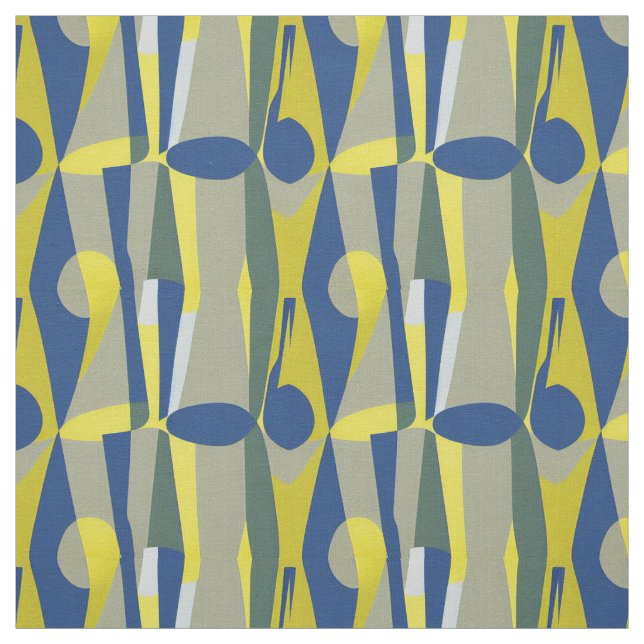 Tecido Belo Abstrato de Meio século azul e amarelo (Modelo)