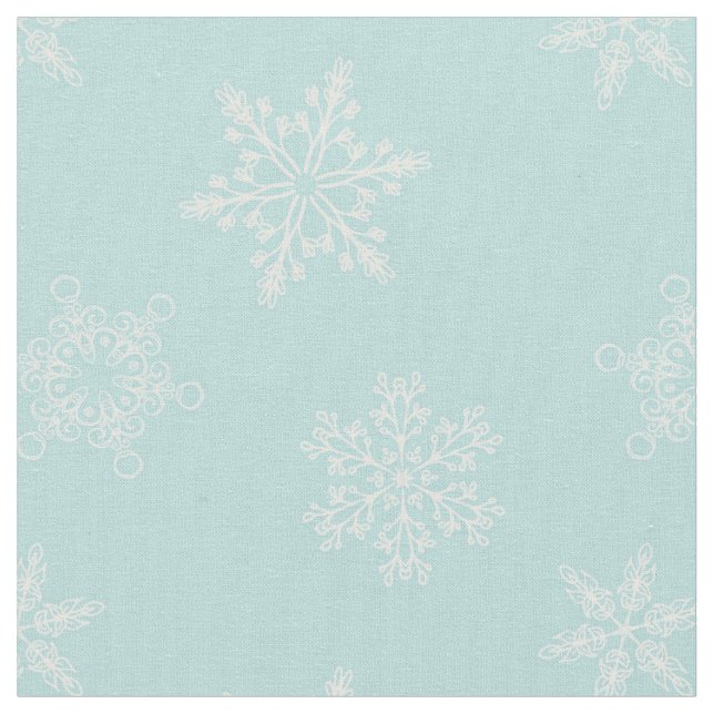 Tecido Belo Bebê Azul Flocos de Neve Padrão de Natal (Detalhe)