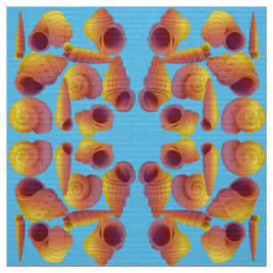 Tecido Belo e clássico conchas marítimas fósseis Azure