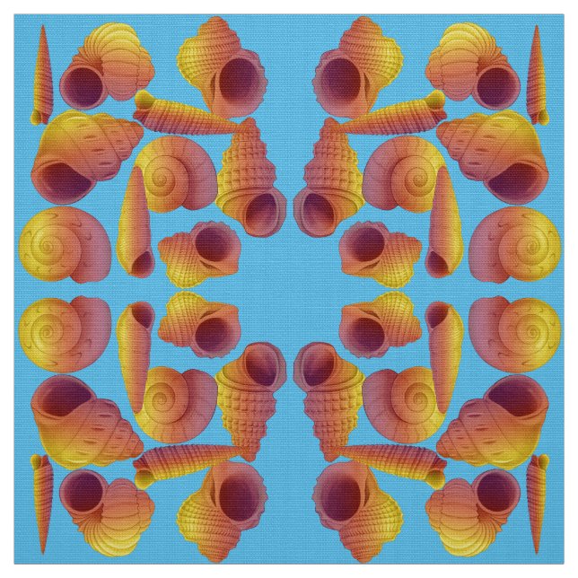 Tecido Belo e clássico conchas marítimas fósseis Azure (Modelo)